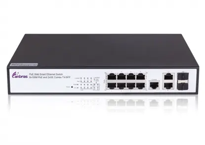 Conmutador Ethernet PoE con puertos TX 8x100/100M y puertos Combo 2xGE TX/SFP