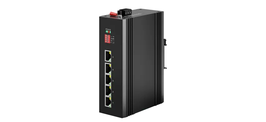 Conmutador PoE de refuerzo industrial sin gestionar, 5x100/100 Base-T