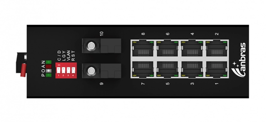 Conmutador Ethernet industrial 2x1000Base-X, 8x100/1000Base-T (opcional PoE)