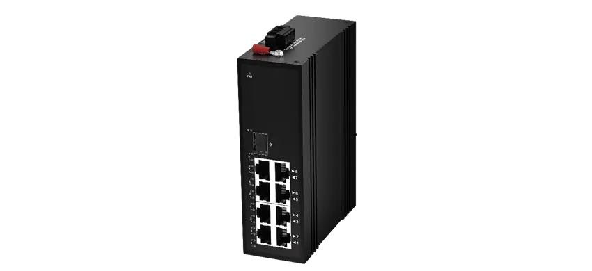 Interruptor Ethernet industrial 8x100/100/1000M RJ45 (PoE), enlace ascendente 1x1000M SFP,