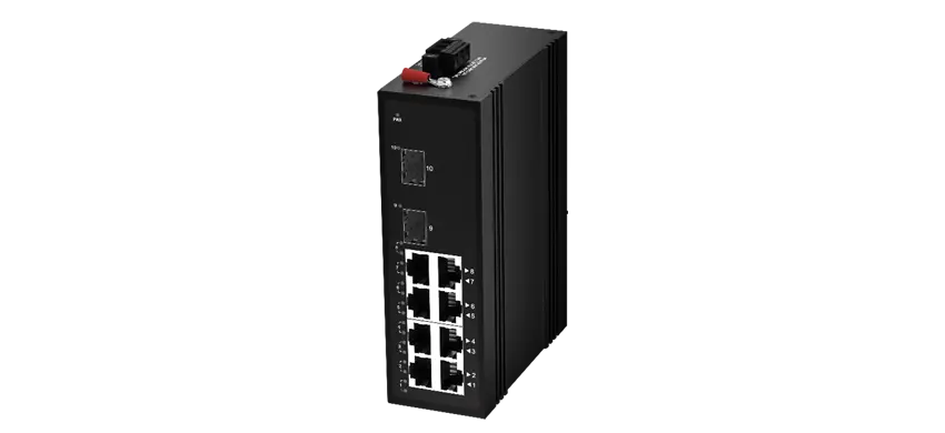 Interruptor Ethernet industrial 8x100/100/1000M RJ45 (PoE), enlace ascendente 2x1000M SFP