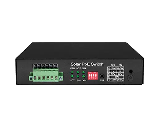 15A UPS Solar PoE Ethernet Switch with OLED 1GE 60W PoE + 2GE 30W PoE + 2GE Auto PoE + 1GE SFP