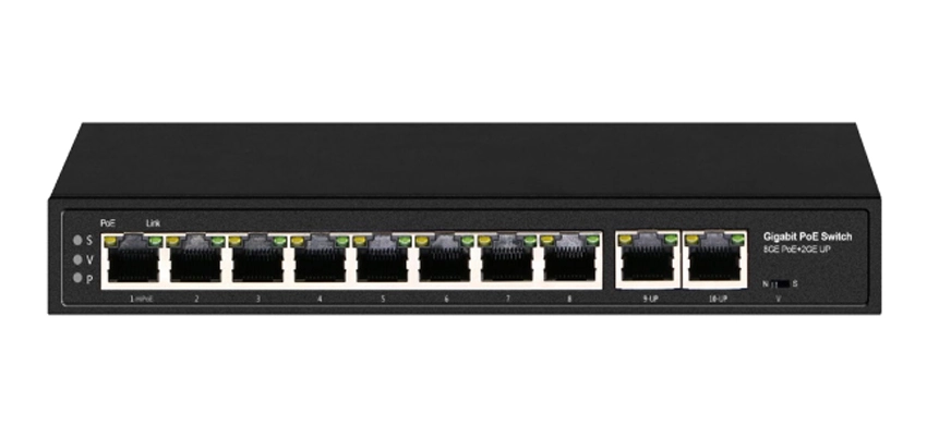 Conmutador PoE Gigabit completo no gestionado de 10 puertos