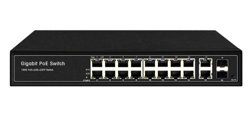 Interruptor no gestionado 16GE PoE 2GE RJ45 2GE SFP