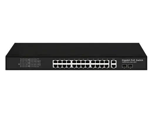 Unmanaged 24GE PoE + 2GE RJ45 +2GE SFP Switch