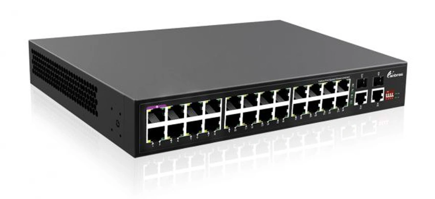 Conmutador PoE Gigabit sin gestionar de 24 puertos, 24x100/100/1000M RJ45 con PoE, 2x1000M SFP 2x1000M RJ45 Uplink