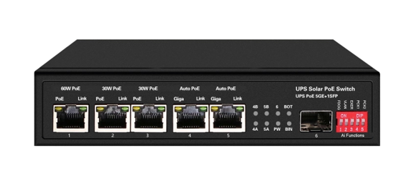 UPS Solar PoE Ethernet Switch 1GE 60W PoE 2GE 30W PoE 2GE Auto PoE 1GE SFP