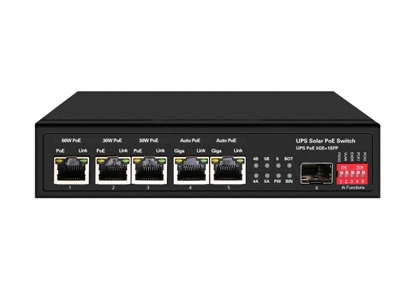 UPS Solar PoE Ethernet Switch 1GE 60W PoE 2GE 30W PoE 2GE Auto PoE 1GE SFP