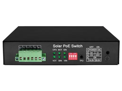 UPS Solar PoE Ethernet Switch 1GE 60W PoE + 2GE 30W PoE + 2GE Auto PoE + 1GE SFP