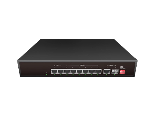 Conmutador PoE AI no gestionado 9x1-0/100/1000Base-T(8xPoE, Port1-2 BT90w), 1x1000Base-X