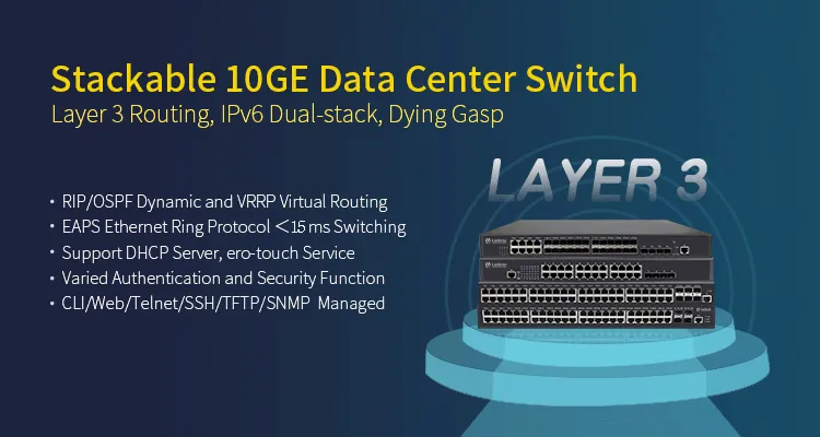 Conmutador apilable del centro de datos 10GE