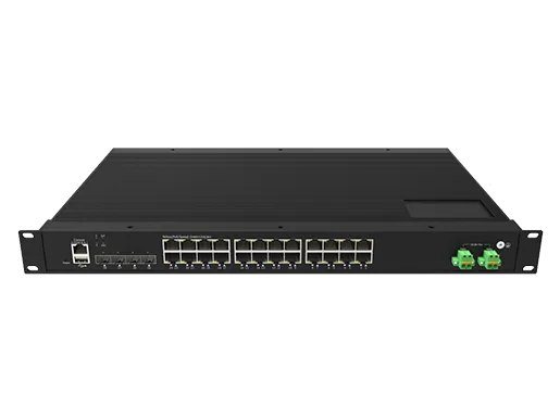 24*10/100/1000Base-T 4*1G/2,5/10GBase-X SFP L3 Managed Industrial Rack-Mount PoE Switch