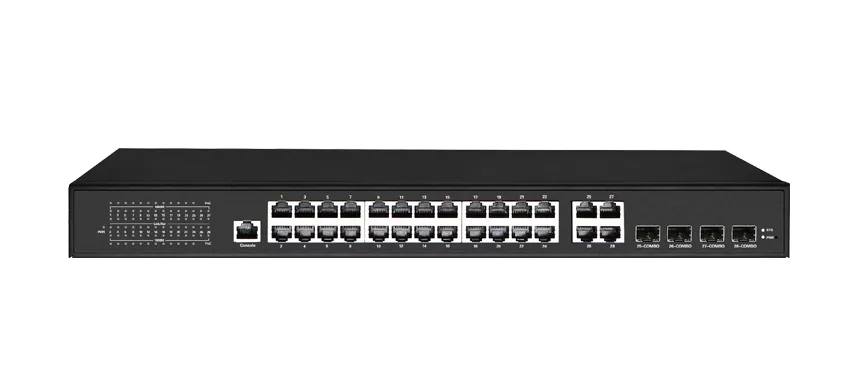 Interruptor DE ACCESO Capa 3 Lite Managed 24x100/100/1000M RJ45 PoE (Puerto 1-2 PoE BT90w), 4x1000M Combo (RJ45/SFP)